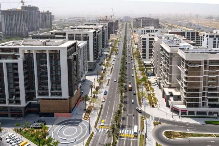Dubai,Hills,Estate:,Buildings,And,Hills,Park,With,Roads,,Under-construction