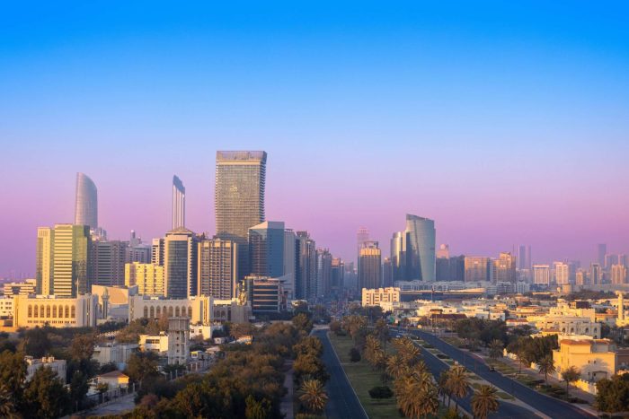 Uae,,United,Arab,Emirates,,Abu,Dhabi,Downtown,Panorama,And,Financial