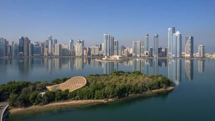 Arial,Drone,Shot,Of,Sharjah,City,Showing,The,Beauty,Of