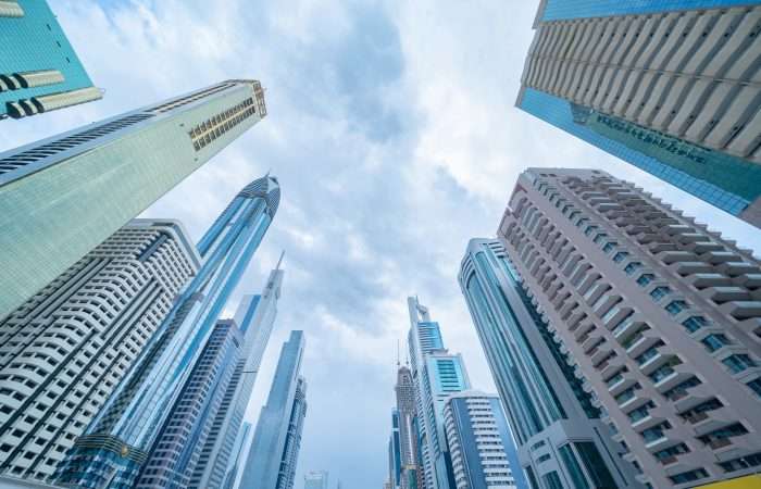 Looking,Up,To,High-rise,Office,Buildings,,Skyscrapers,,Architectures,In,Financial