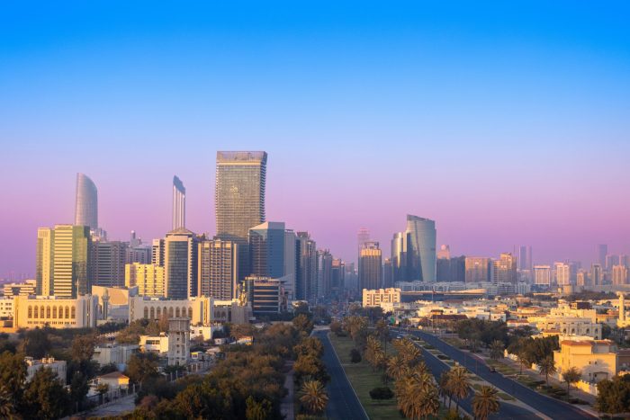 Uae,,United,Arab,Emirates,,Abu,Dhabi,Downtown,Panorama,And,Financial